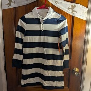 Navy and White Striped Kids Polo Shirt